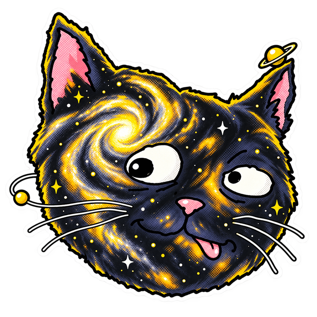 Catlaxy mascot mark, a galaxy-patterned cat face